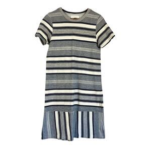Sol Angeles Navy Blue White Stripe Drop Waist Short Sleeve Cotton Beach Dress XS